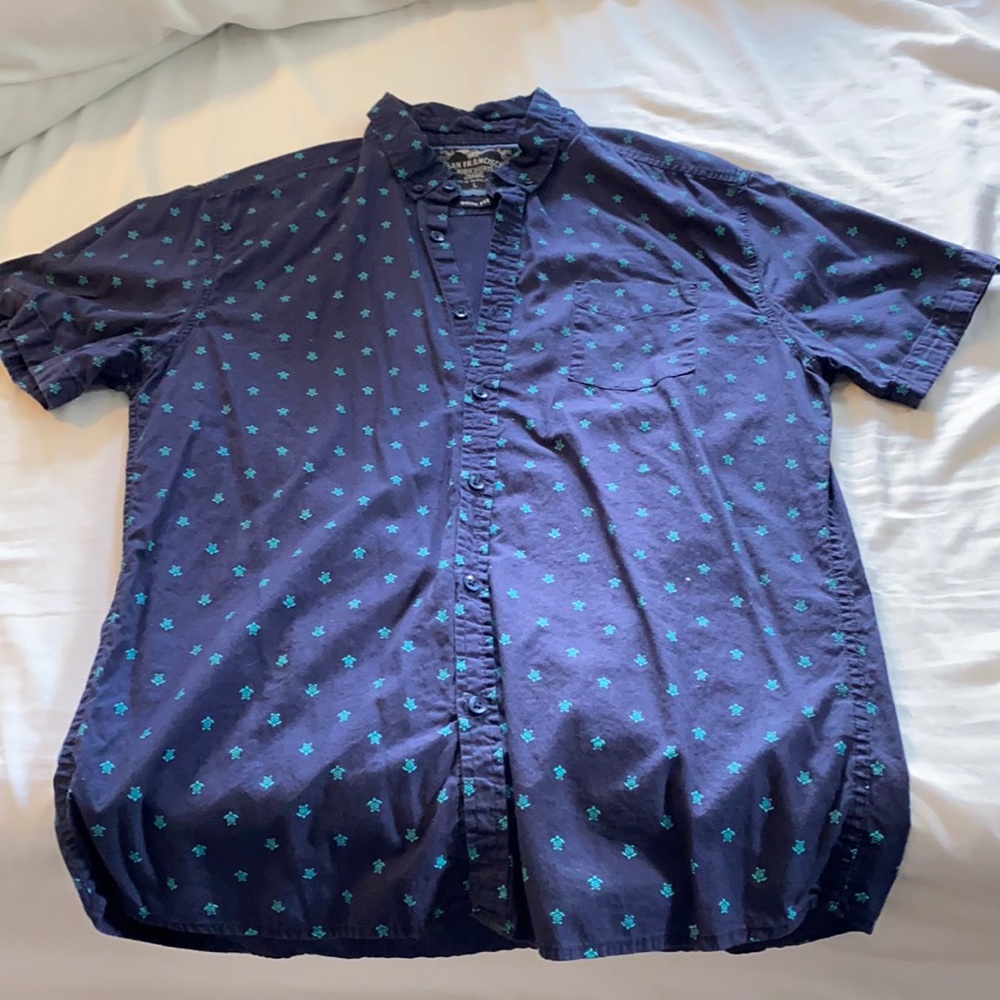 Sea Turtle Print Button Up
